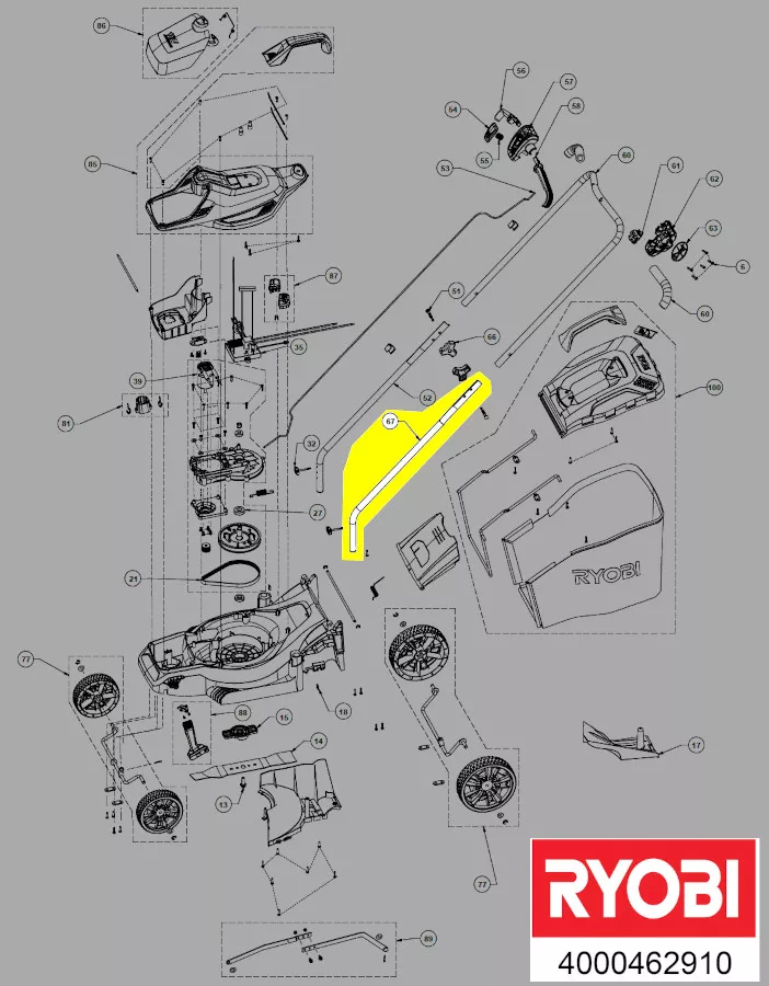 Tube porte-guidon réf. 5131043616 tondeuse à gazon Ryobi